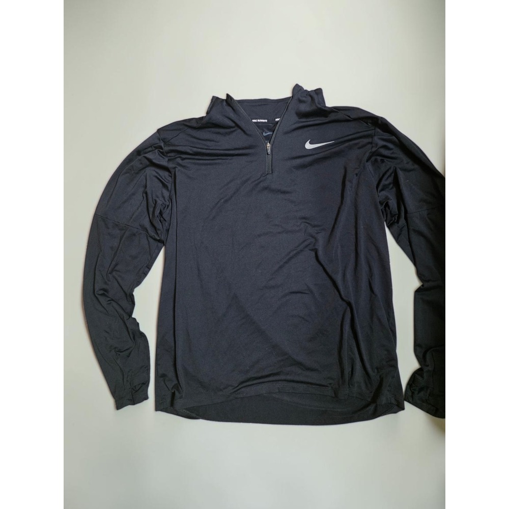 Nike Running Dri-FIT Quarter Zip Pullover Black Mens Medium Reflective Swoosh